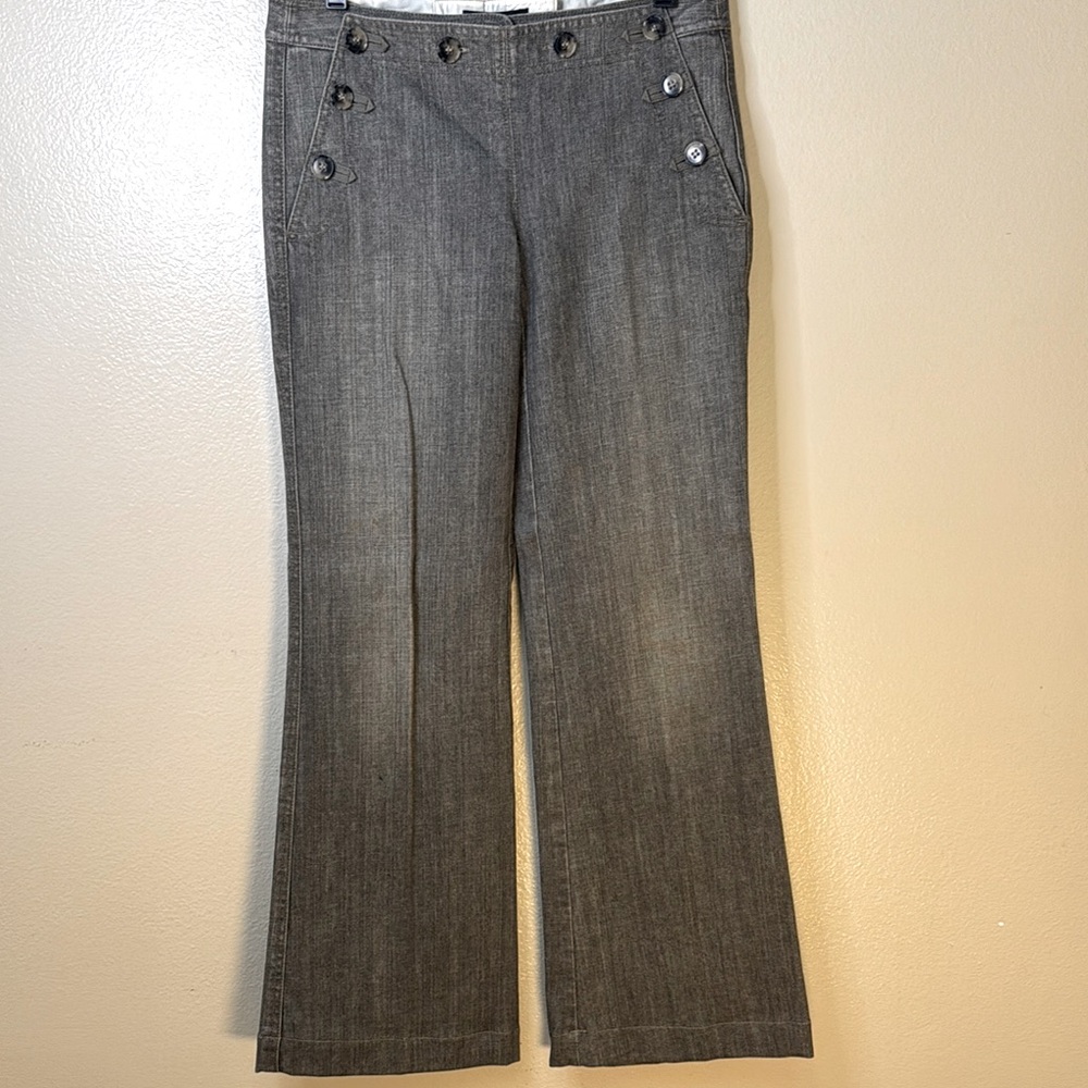 Theory Gray Denim Sailor Button-Accent Trousers